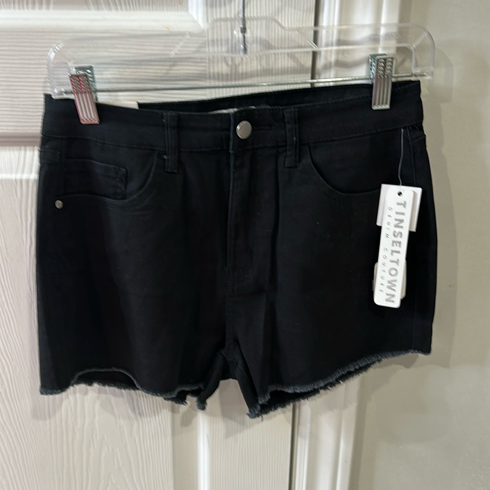 Tinseltown Juniors 7 black Jean Shorts